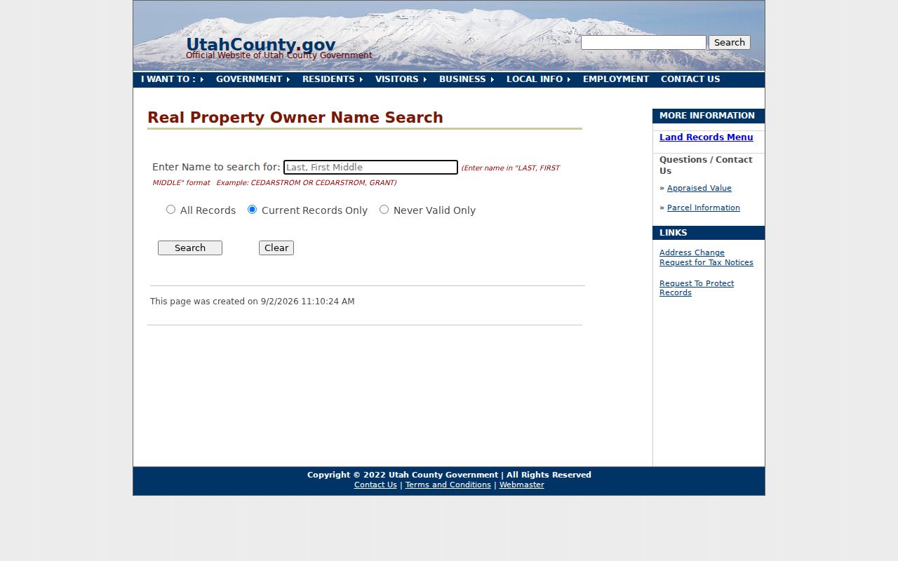Orem residents directory Utah County owner-name search
