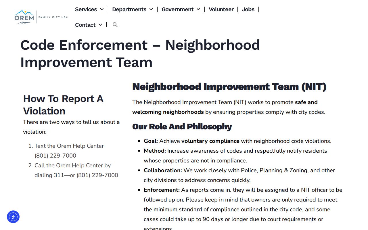 Orem neighbors neighborhood improvement records