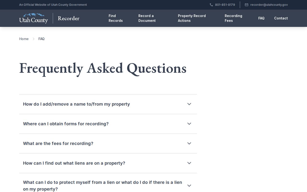 Orem previous residents Recorder FAQ and property history