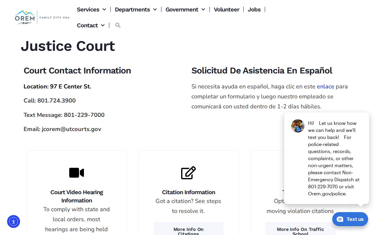 Orem resident lookup Orem Justice Court