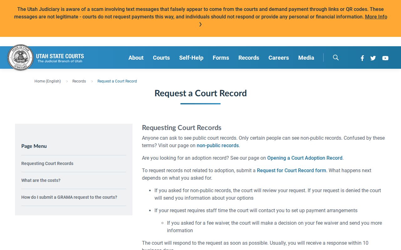Orem resident lookup Utah court record request